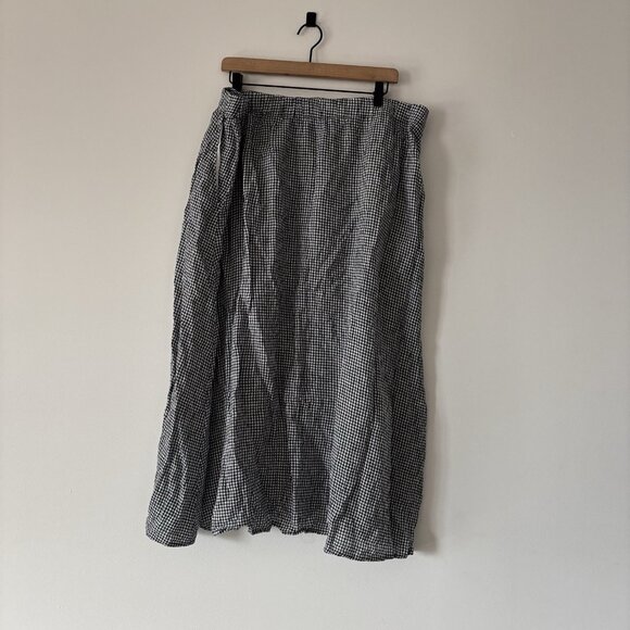 Eileen Fisher Organic Linen Gingham Skirt/top Set Women’s 1X cottage Ethical - Picture 6 of 16